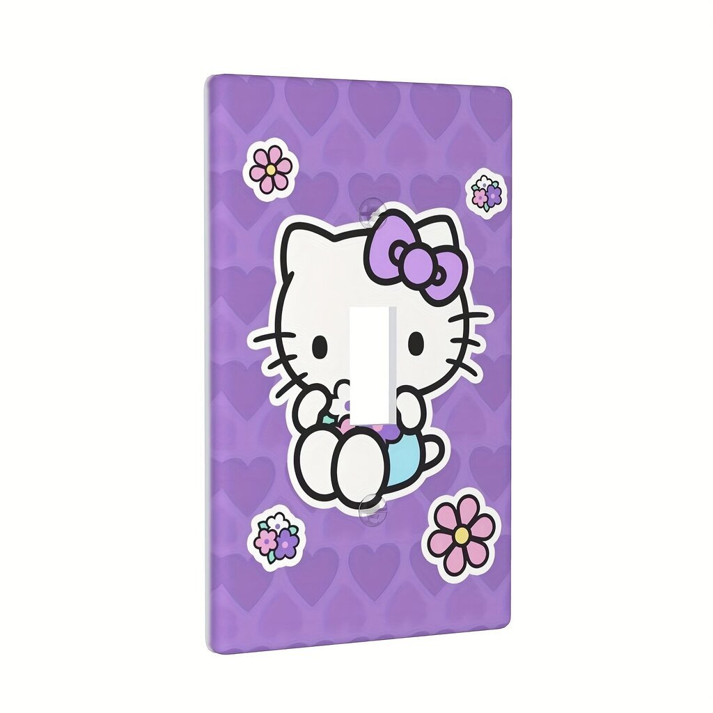 Sanrio Hello Kitty Koristeellinen Valokytkimen Kansilevy - Violetti Sydän Taustalla Kukat Ja Hello Kitty hinta ja tiedot | Kytkimet ja pistorasiat | hobbyhall.fi