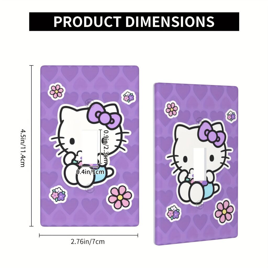 Sanrio Hello Kitty Koristeellinen Valokytkimen Kansilevy - Violetti Sydän Taustalla Kukat Ja Hello Kitty hinta ja tiedot | Kytkimet ja pistorasiat | hobbyhall.fi