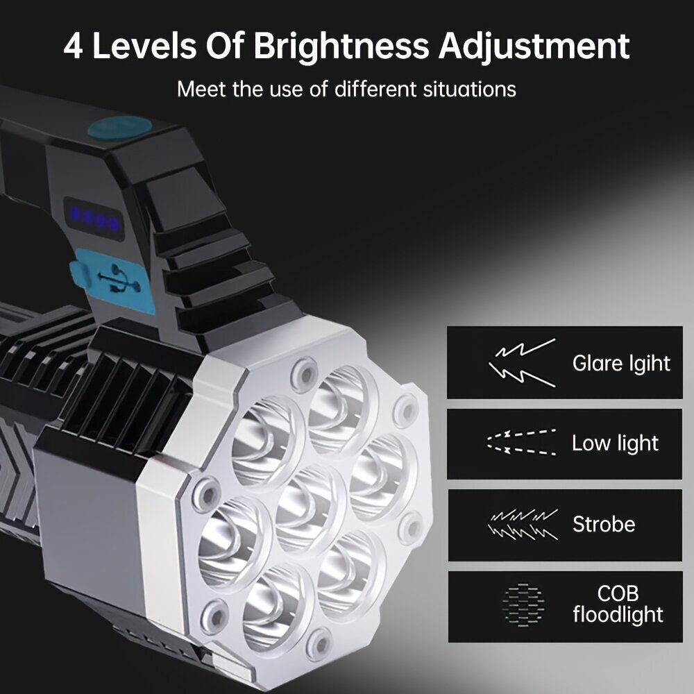 1kpl Tehokas LED-taskulamppu COB-sivulyhdyllä USB-ladattava. hinta ja tiedot | Retkilamput | hobbyhall.fi