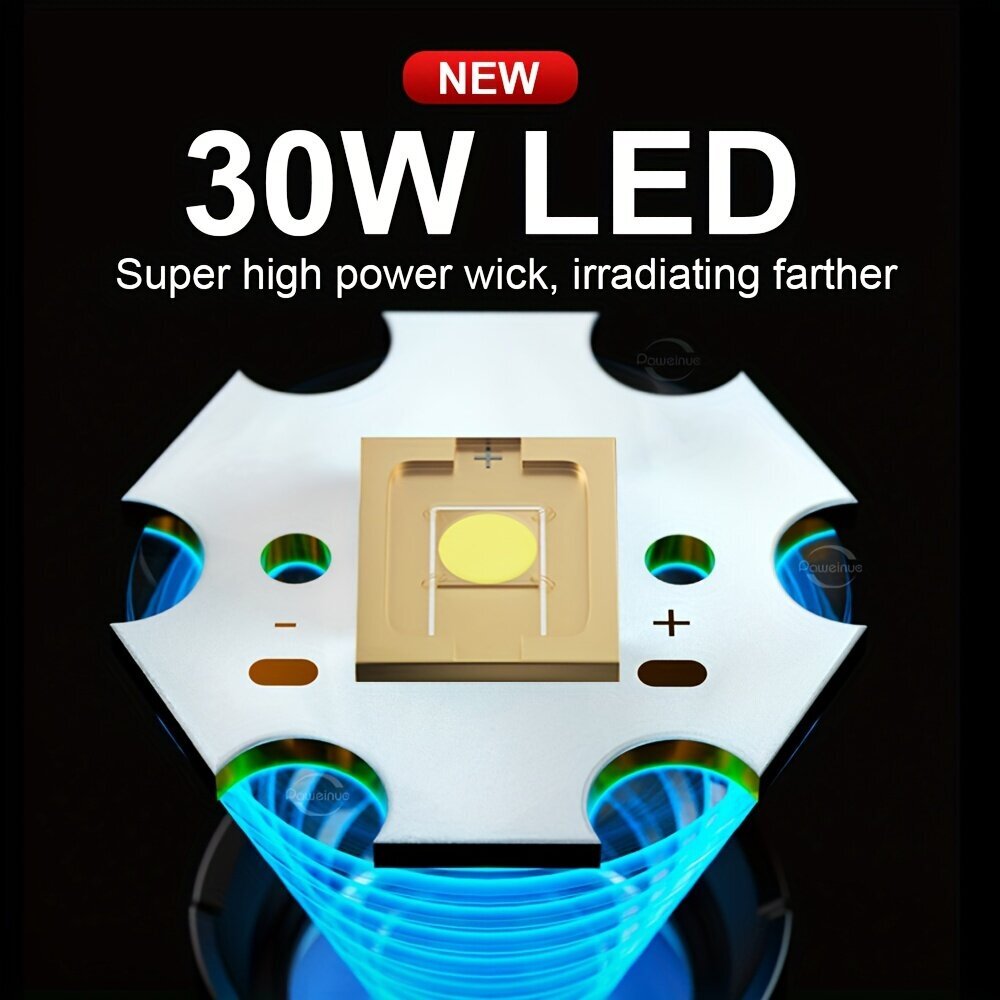 HEDELL 30W LED Käsivalaisin, 1500m Kantama hinta ja tiedot | Retkilamput | hobbyhall.fi