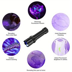 1kpl 395nm USB Ladattava UV Taskulamppu, Mini LED Mustavaloelämyt, Lemmikkivirtsatahrat, Mineraalien Fluoresenssi, Autentikointi, Hartsin Kovetus, Vuotojen Havaitseminen, Skorpionien Metsästys, Hotellihuoneen Tarkistus ja Luteiden Havaitseminen hinta ja tiedot | Retkilamput | hobbyhall.fi