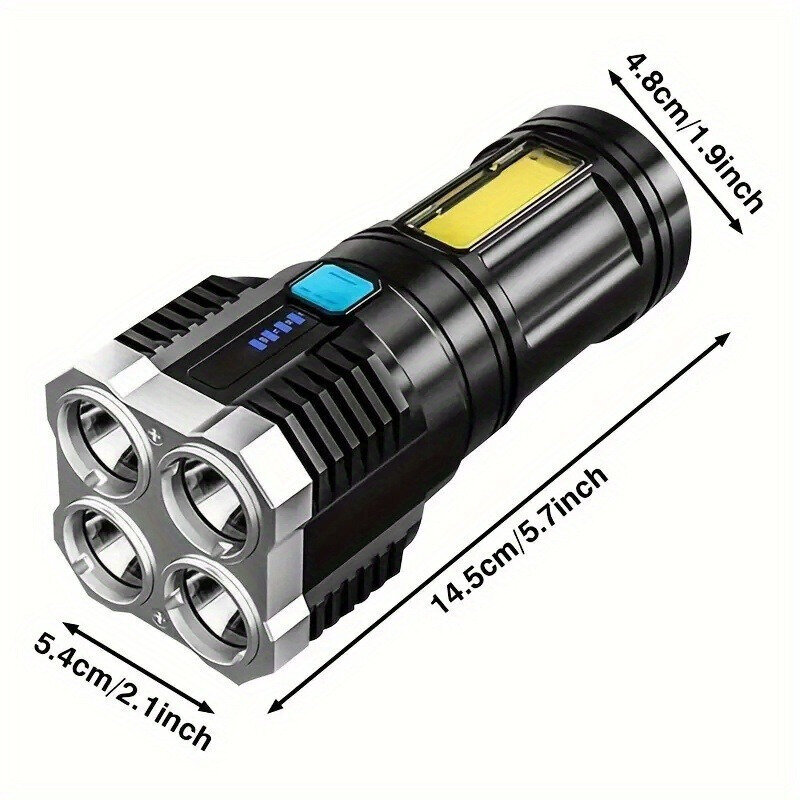 Anyice Usb Ladattava Led-taskulamppu Cob-sivuvalolla - 1200/800/400Mah, Tehokas Ja Kannettava Käyttöön Kotona Ja Ulkona hinta ja tiedot | Retkilamput | hobbyhall.fi