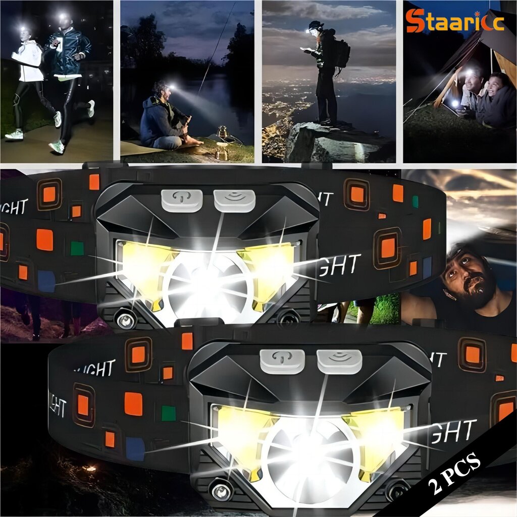 2 kpl Staaricc 1200 Lumen Ultra Kirkas Ladattava Otsalamppu hinta ja tiedot | Retkilamput | hobbyhall.fi