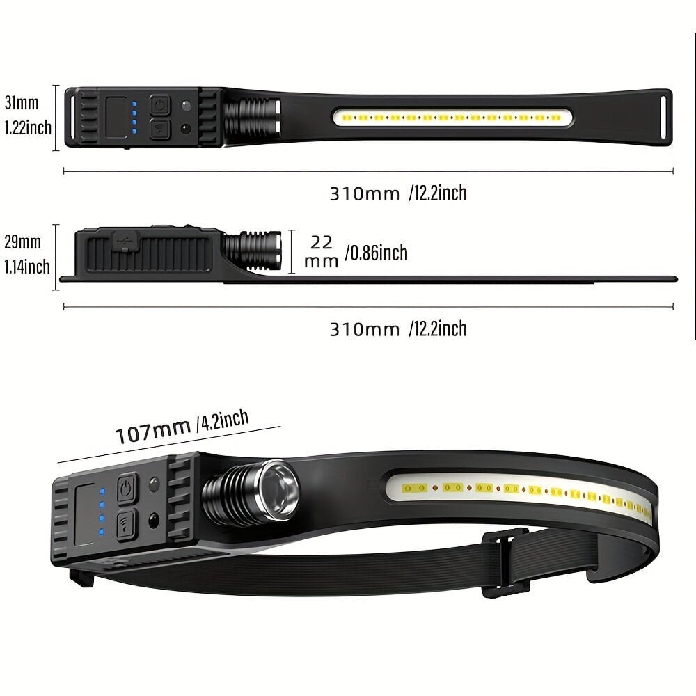 Liikeaktivoitu Erittäin Kirkas Led Otsalamppu Liikkeentunnistimella ja Usb-ladattava hinta ja tiedot | Retkilamput | hobbyhall.fi