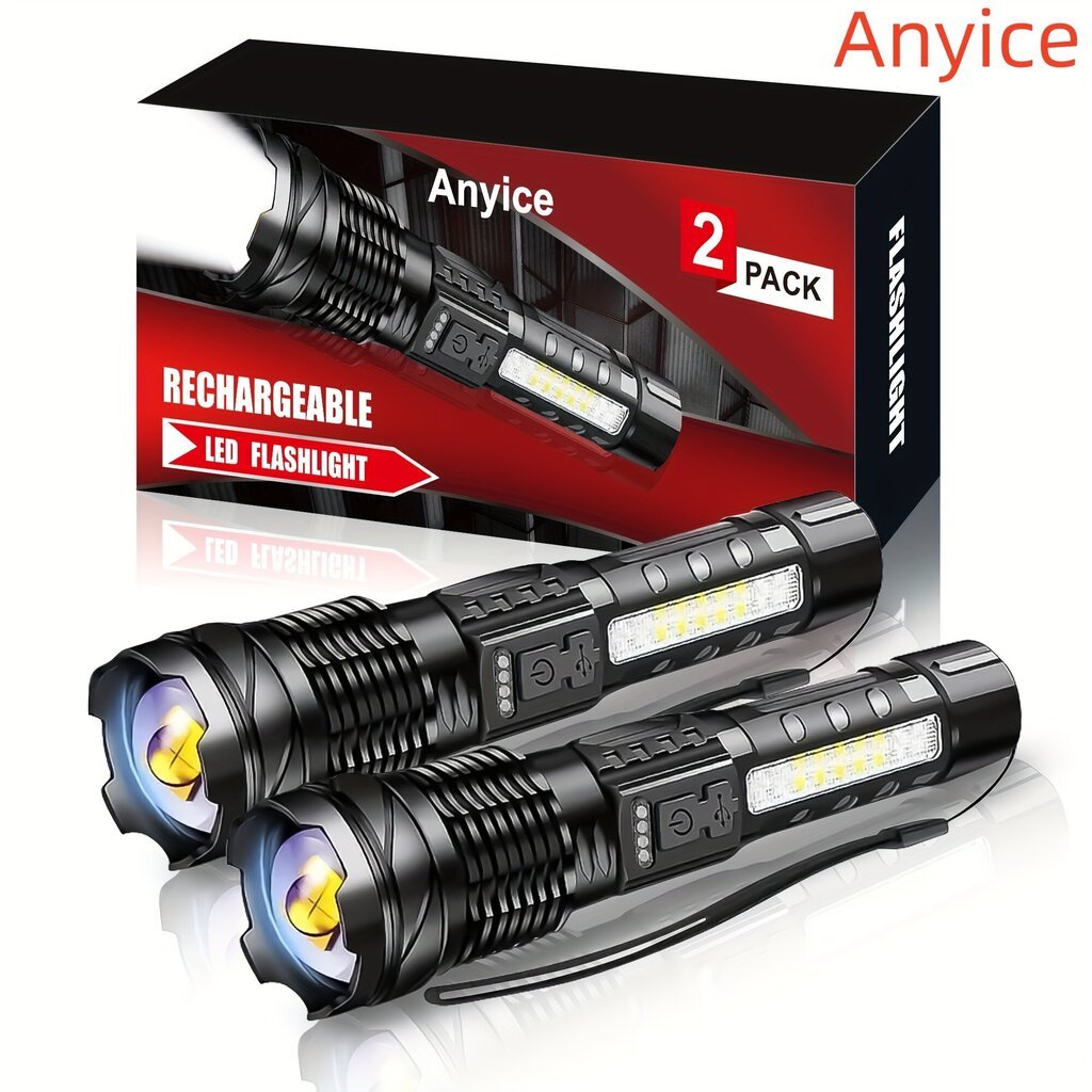 Anyice 2-kpl ladattavat LED-taskulamput, 7 tilaa. hinta ja tiedot | Retkilamput | hobbyhall.fi