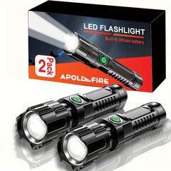 Apollofire 2kpl Led-taskulamppu - Usb Lataus, Korkea Lumenia, Teleskooppi Zoom, Vedenkestävä, Useita Tilat hinta ja tiedot | Retkilamput | hobbyhall.fi