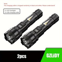 GZLIDY Käsivalaisimet - Ladattava 4 Tilat Super Kirkas LED Taskulamppu hinta ja tiedot | Retkilamput | hobbyhall.fi