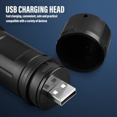 Shustar USB ladattava LED-taskulamppu, 1200mAh, 3 tilat, teleskooppinen zoomi, vedenkestävä. hinta ja tiedot | Retkilamput | hobbyhall.fi