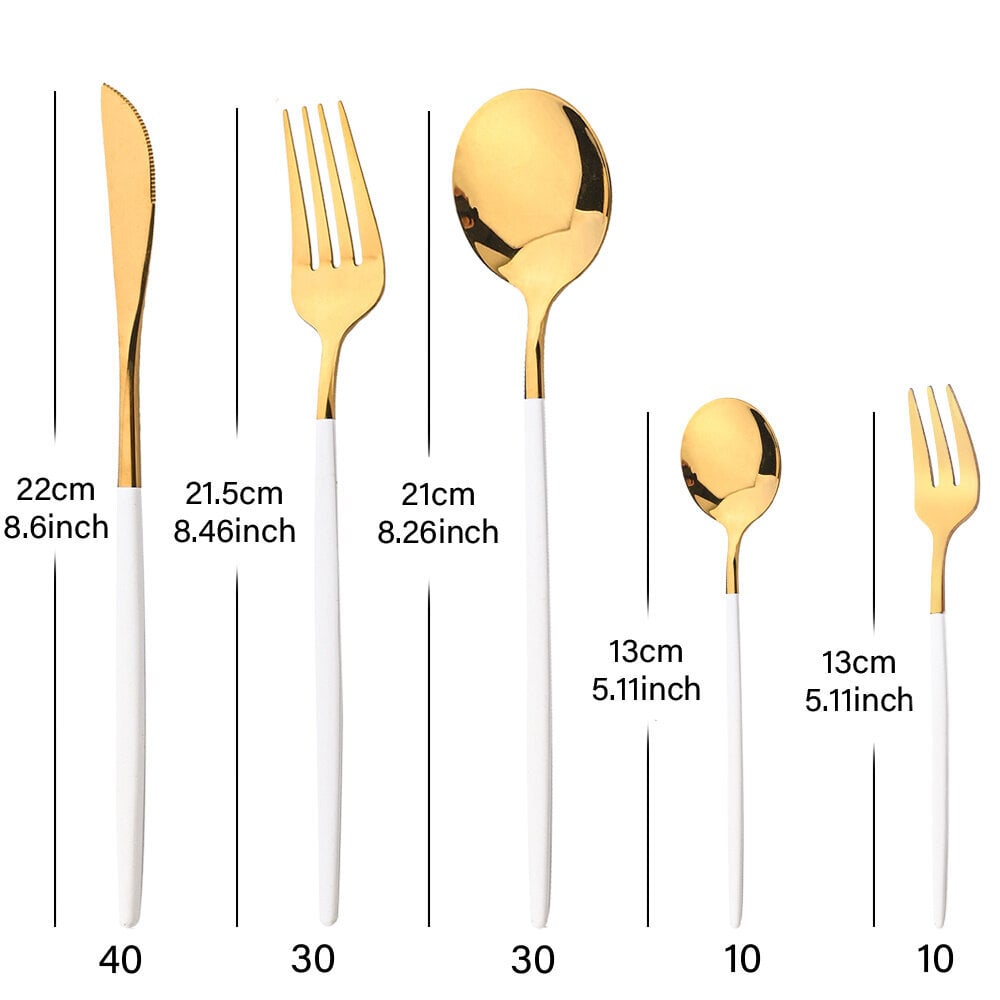 30 kpl Ruokailuvälinesetit Ruostumaton Teräs Kullanvärinen غذاetasetti - Peilipintainen Hopeinen Hääkäyttöön, Veitsi Haarukka Lusikka Kotitalous, Hotellit, Ravintolat - Astianpesukoneen Kestävä Eid Al-Adha Mubarak hinta ja tiedot | Ruokailuvälineet | hobbyhall.fi