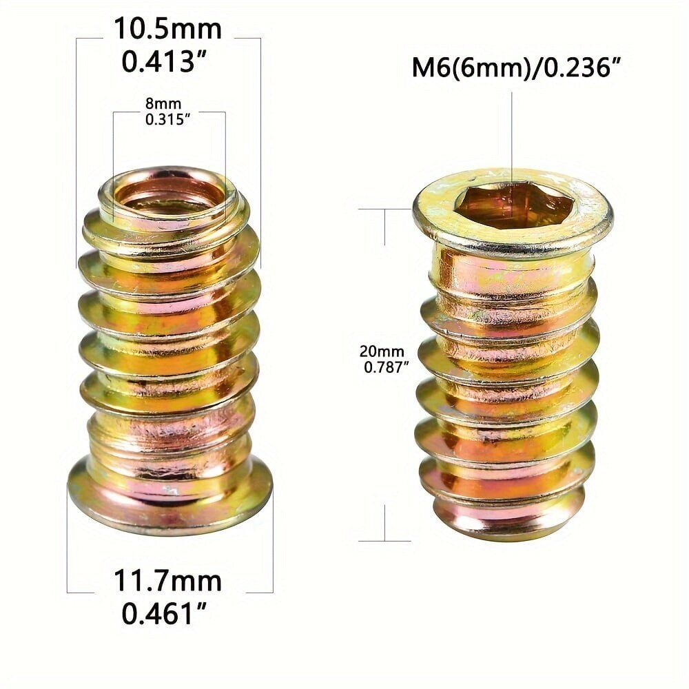 40kpl M6 Huonekaluruuvimutteri Kierre Puu Upotusholkki Hex Avaimella kalusteille hinta ja tiedot | Kiinnitystarvikkeet | hobbyhall.fi