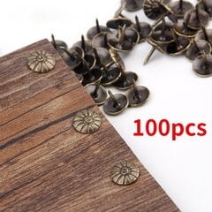 100 kpl Antiikki Kulta Messinki Koriste Naulat 11X16mm hinta ja tiedot | Kiinnitystarvikkeet | hobbyhall.fi