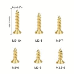 1200kpl/setti Pienet Sarana Puuruuvit M2 M2.5 Litteä Pää Ruuvit Sortti 5-10mm Mikromessinki Itsekierteittävät Ruuvit Säilytyslaatikolla Pienelle Pianonrasiansaranalle hinta ja tiedot | Kiinnitystarvikkeet | hobbyhall.fi