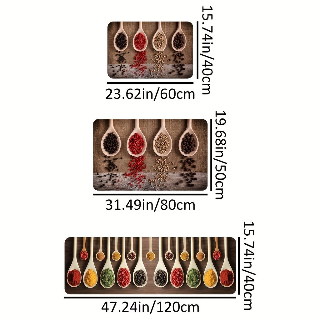 '1 kpl Pehmeä ja Imukykyinen Maustekuvioitu Keittiömatto - Väsyä Estävä ja Liukumaton Lattiamatto' hinta ja tiedot | Isot matot | hobbyhall.fi