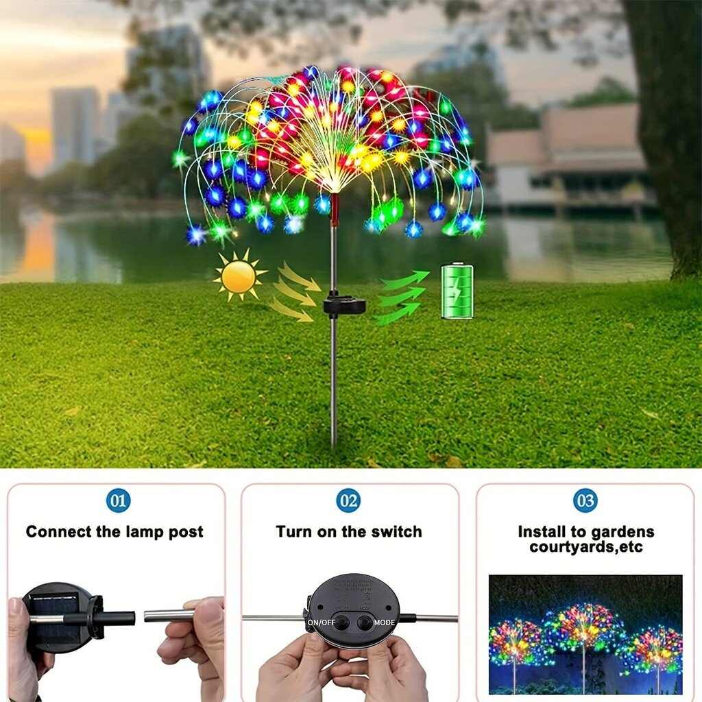 'FACHOI 420LED Aurinkokäyttöiset Puutarhavalot, 8 Valotilaa, Soveltuu Puutarhaan/Patioon/Polkuihin/Juhliin' hinta ja tiedot | Retkilamput | hobbyhall.fi