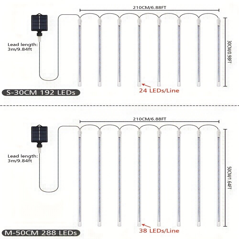 'Aurinkokäyttöinen Meteorisuihkuvalo Joulukuusen Ripustettavat Sadepisaravalot' hinta ja tiedot | Retkilamput | hobbyhall.fi