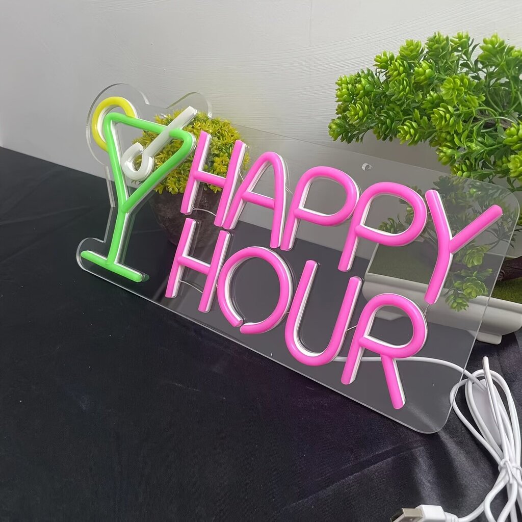 'Fomzze Cocktaileja Happy Hour Neonimainos USBllä' hinta ja tiedot | Retkilamput | hobbyhall.fi