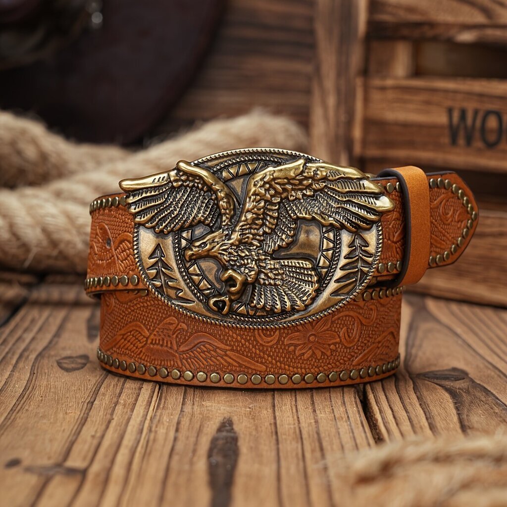 Unisex Vintage Western Cowboy Vyö - PU Nahka Kukkakuvio Solki, Täydellinen Farkkuihin hinta ja tiedot | Miesten vyöt | hobbyhall.fi