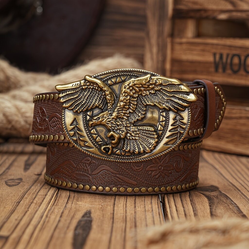 Unisex Vintage Western Cowboy Vyö - PU Nahka Kukkakuvio Solki, Täydellinen Farkkuihin hinta ja tiedot | Miesten vyöt | hobbyhall.fi