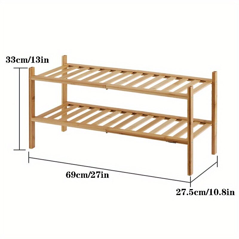 Monik&#xE4;ytt&#xF6;inen 2/3 Tasoinen Taittuva Bambukenk&#xE4;teline Ramadani Sisustus. hinta ja tiedot | Kenkäkaapit ja -hyllyt | hobbyhall.fi