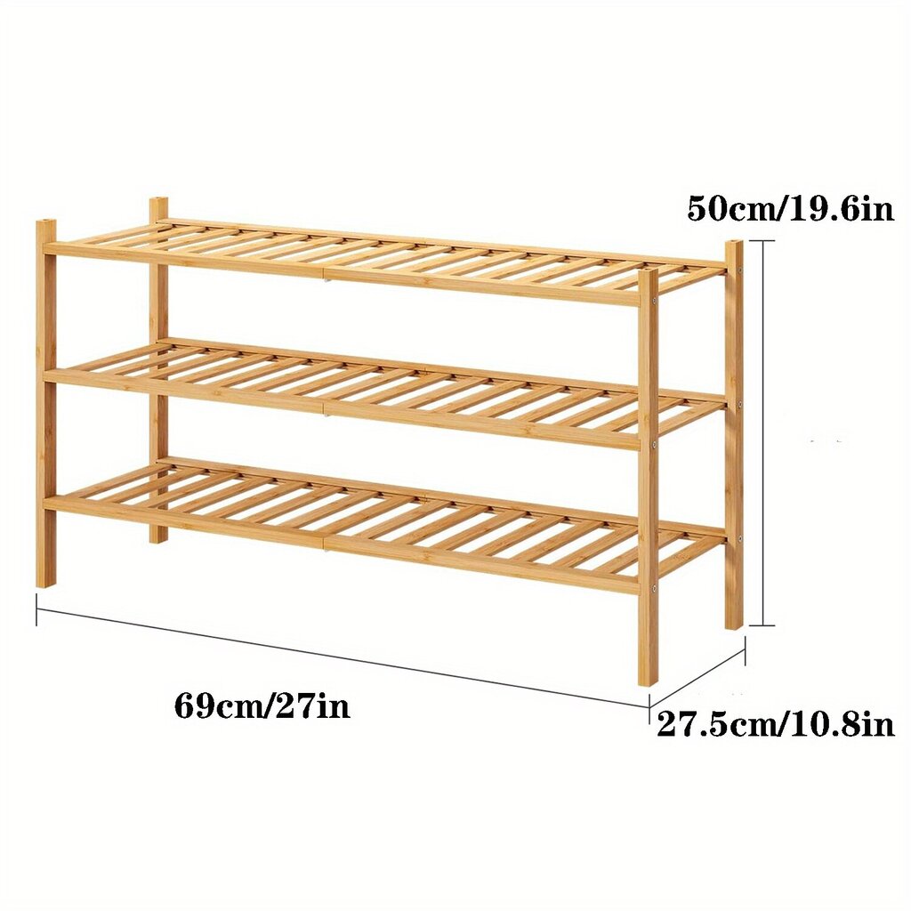 Monik&#xE4;ytt&#xF6;inen 2/3 Tasoinen Taittuva Bambukenk&#xE4;teline Ramadani Sisustus. hinta ja tiedot | Kenkäkaapit ja -hyllyt | hobbyhall.fi