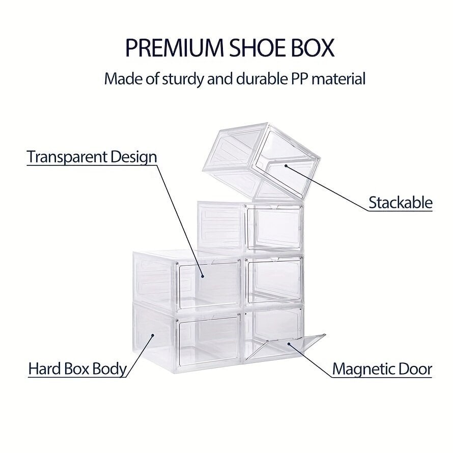 6 kpl Läpinäkyvät Kenkälaatikot Ovilta, Muovi kasattava hinta ja tiedot | Kenkäkaapit ja -hyllyt | hobbyhall.fi