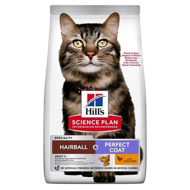 Hills Antihairball & Perfect Coat with Chicken, 3 kg hinta ja tiedot | Kissan kuivaruoka | hobbyhall.fi