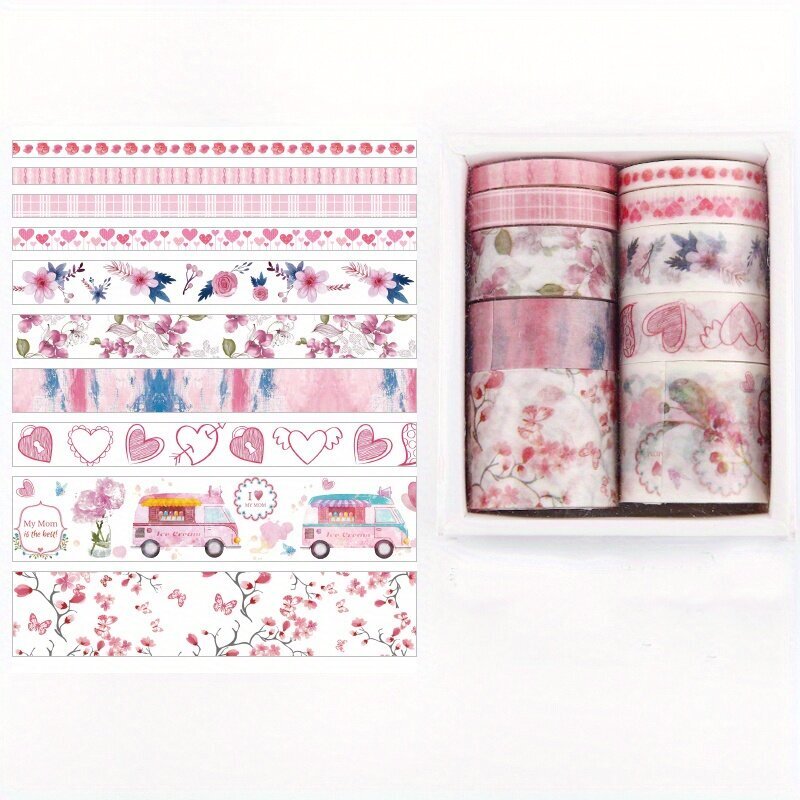 10 Rullaa Washi Teippi Setti 8.57.53.5cm hinta ja tiedot | Lahjapaketointi | hobbyhall.fi