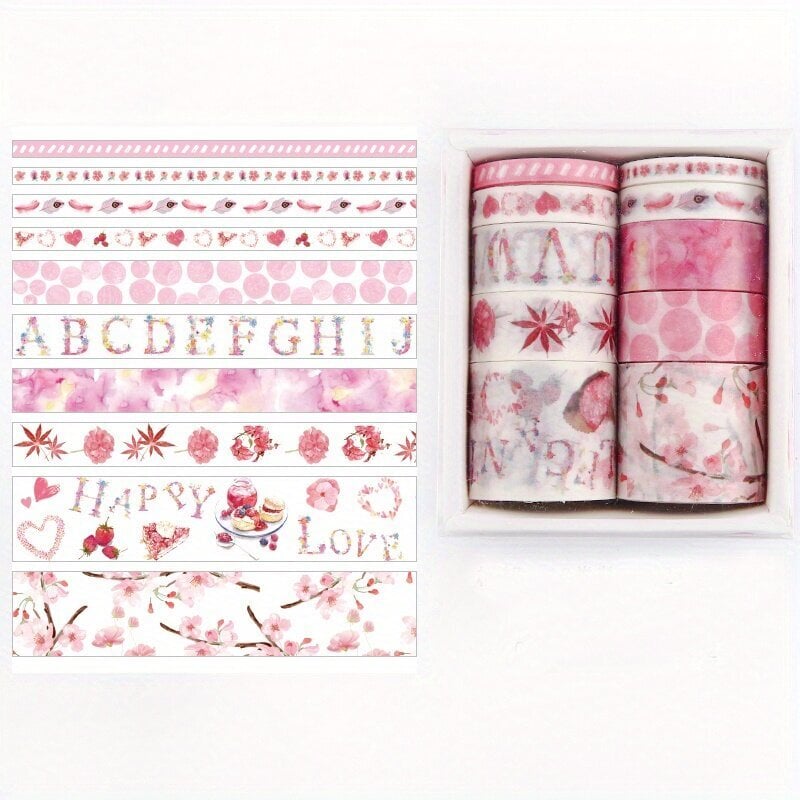 10 Rullaa Washi Teippi Setti 8.57.53.5cm hinta ja tiedot | Lahjapaketointi | hobbyhall.fi