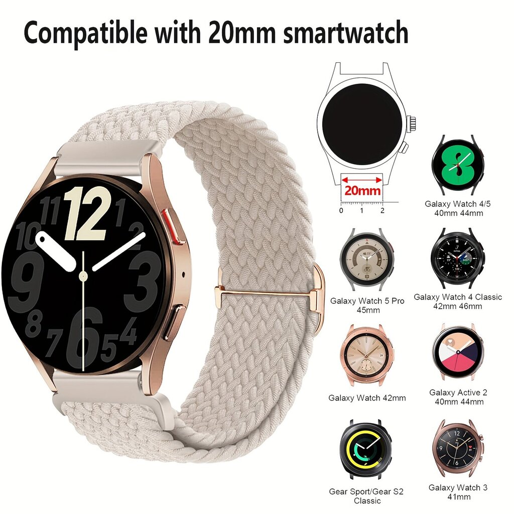 '2 Pakkaus Punosrannekkeet Yhteensopiva Samsung Galaxy Watch 20mm' hinta ja tiedot | Älykellot | hobbyhall.fi