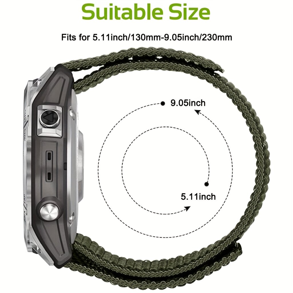 '22mm Loop Nailoniranneke Yhteensopiva Garmin Fenix 7/6/5/Instinct' hinta ja tiedot | Älykellot | hobbyhall.fi