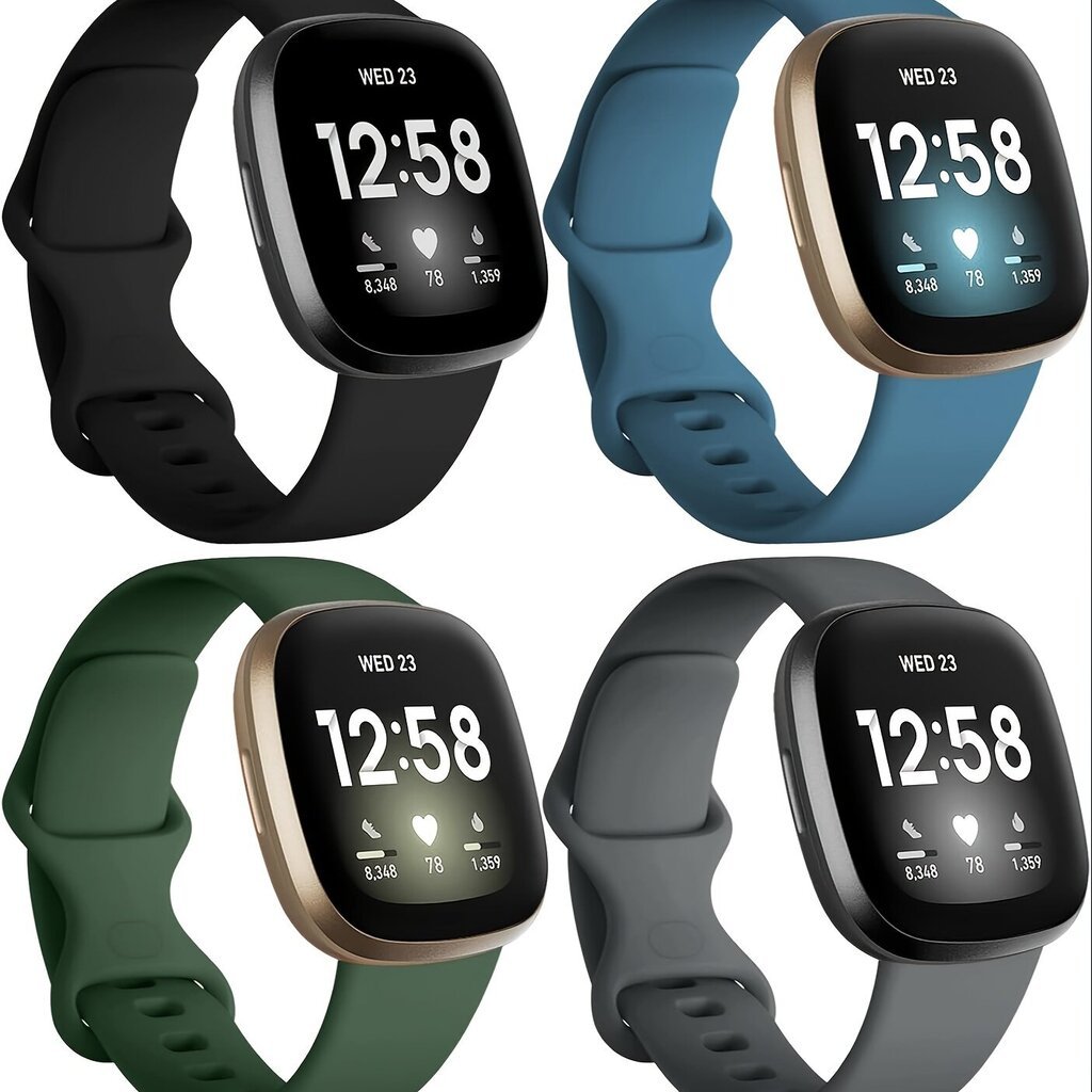 '4 Pakkausta Hihnat Yhteensopiva Fitbit Sense/Versa 3/4/Sense 2, Pehmeä TPU Urheiluhihna, Vaihtohihnat Naisille Miehille' hinta ja tiedot | Älykellot | hobbyhall.fi