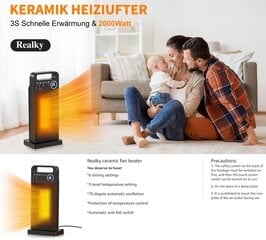 Sähköinen keraaminen lämmitin Realky PTC 2000 W, ajastin, 3 toimintatilaa hinta ja tiedot | Lämmittimet | hobbyhall.fi