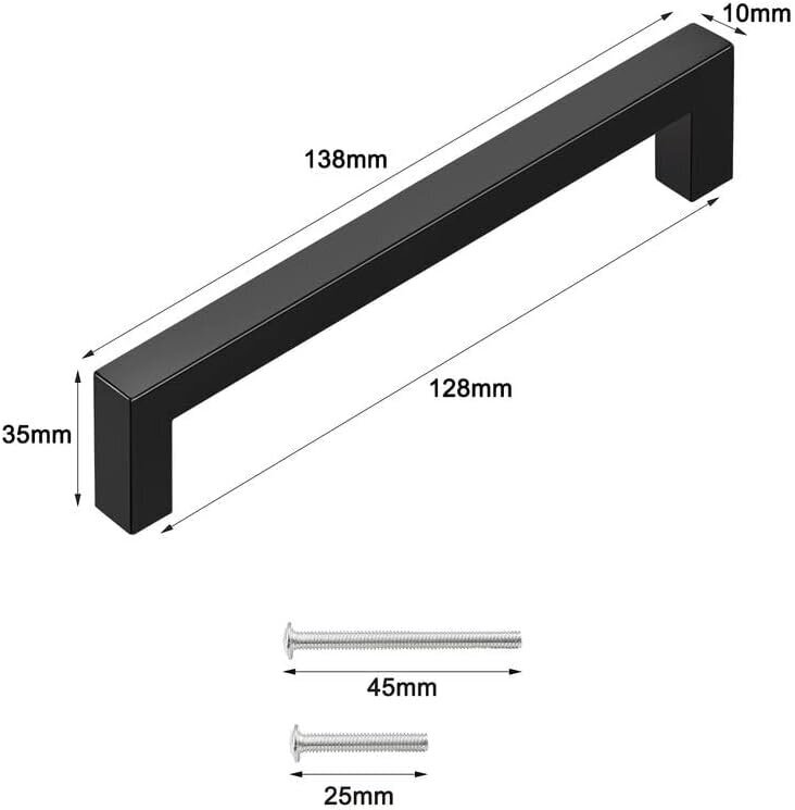 Probrico Kaapin kahvat Musta 128 mm 10 kpl 10 kpl hinta ja tiedot | Kahvat huonekaluihin | hobbyhall.fi