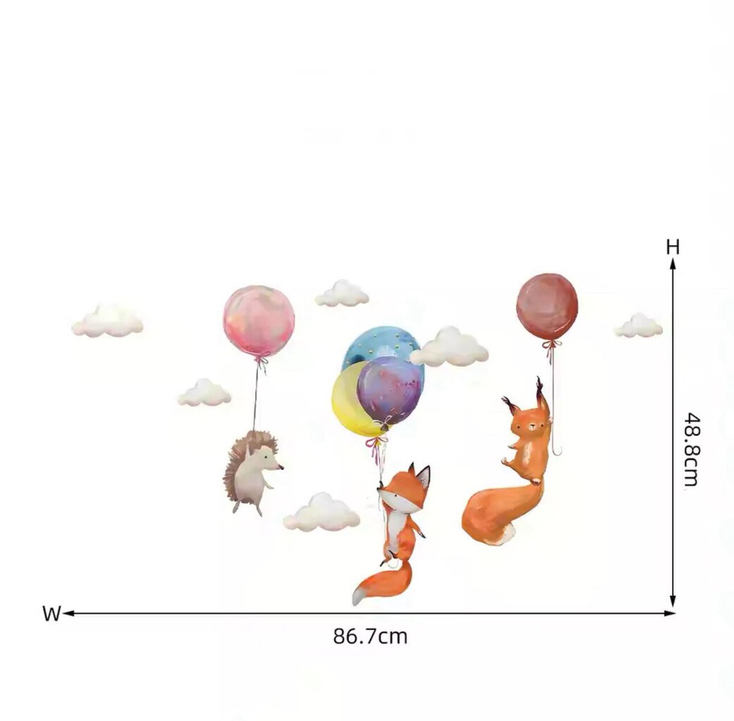 Seinäkoristelu lastenhuoneeseen Lehti ja siili ilmapalloilla hinta ja tiedot | Sisustustarrat | hobbyhall.fi
