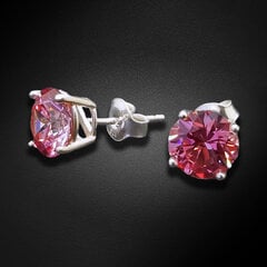 Hopeiset korvakorut "Junona (Fancy Pink)" Swarovski Zirconia Pure Brilliance -kristalleilla. DS03A142 hinta ja tiedot | Korvakorut | hobbyhall.fi