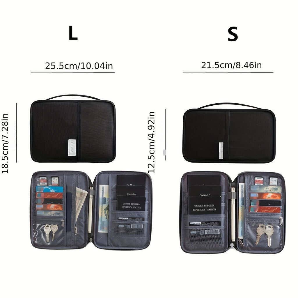 'Matkakorttilaukku Passipidike, Asiakirjalaukku Kolikkokukkaro, Usean Lokero Passi- ja Asiakirjalaukku, Asiakirjakortti Kolikkosäilytyslaukku' hinta ja tiedot | Miesten lompakot | hobbyhall.fi