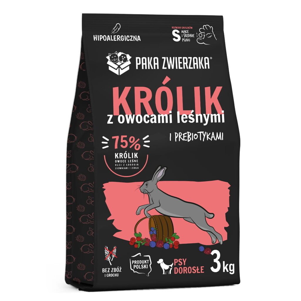 Paka Zwieraka Seventh Heaven pienikokoisille koirille kaninlihan ja metsätuotteiden kanssa, 3 kg hinta ja tiedot | Koiran kuivaruoka | hobbyhall.fi