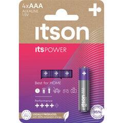 itson itsPOWER paristot Alkaline LR03IPO/4CP hinta ja tiedot | Paristot | hobbyhall.fi