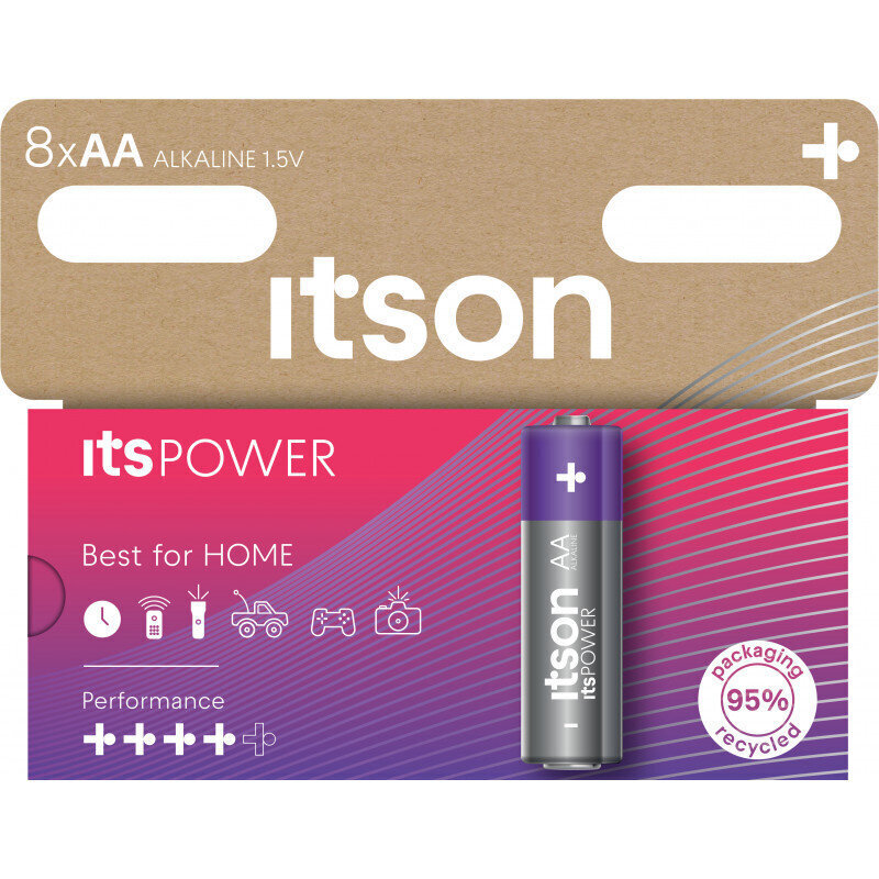 itson itsPOWER paristot Alkaline LR6IPO/8HH hinta ja tiedot | Paristot | hobbyhall.fi