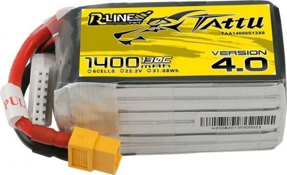 Akku Tattu R-Line 4.0 1400mAh 22.2V 130C 6S1P XT60 hinta ja tiedot | Älylaitteiden lisätarvikkeet | hobbyhall.fi