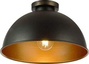 Kattovalaisin varjostimella - LED, E27, 60W, IP20, pyöreä, Ø 31 cm, metalli, musta, kulta - kattovalaisin retro vintage -tyylissä, ''HB''. hinta ja tiedot | Kattovalaisimet | hobbyhall.fi