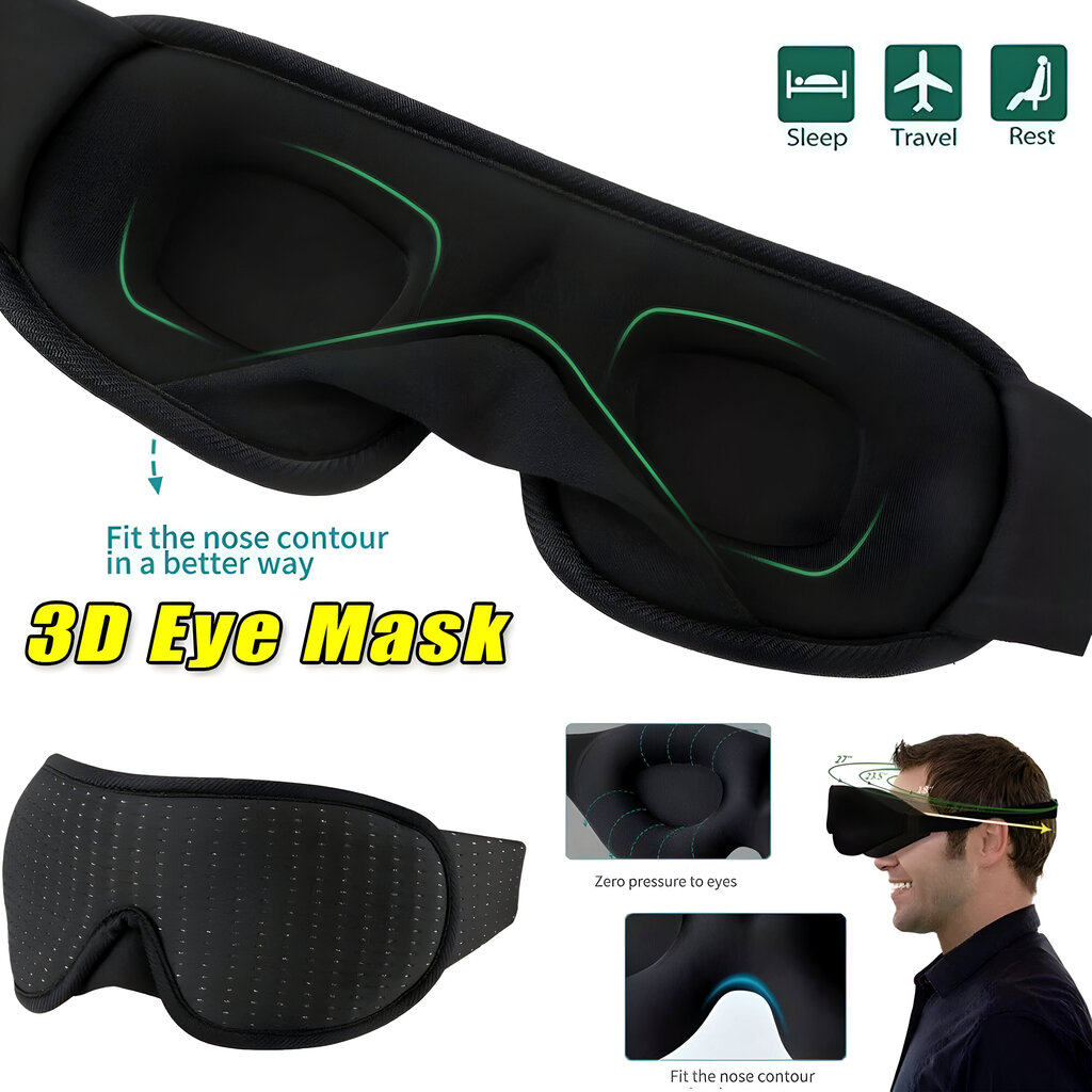 3D Memory Foam silmämaski, Livman L12 hinta ja tiedot | Yöasut ja pyjamat | hobbyhall.fi