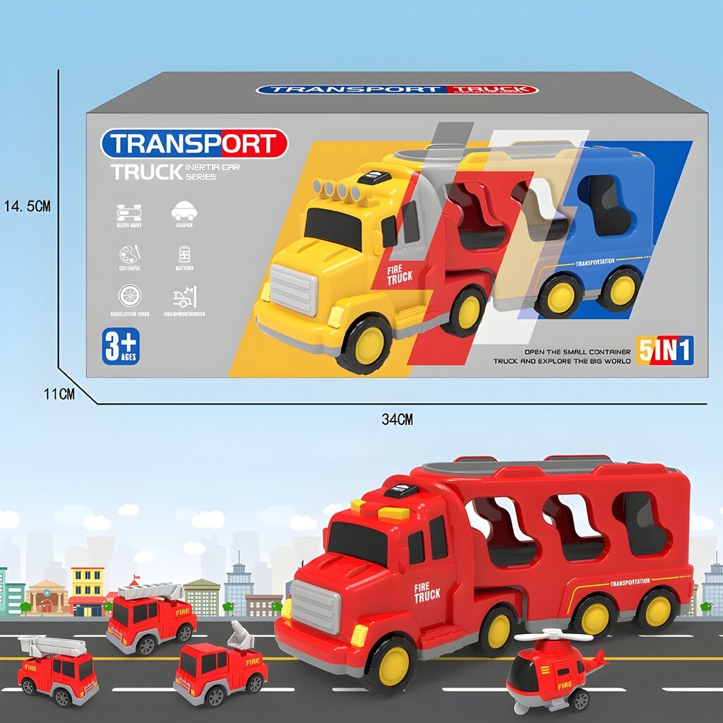 Paloautosetti 5in1 valoilla ja äänellä Livman SX600-26A hinta ja tiedot | Poikien lelut | hobbyhall.fi