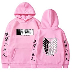 (PinkA-XS）Anime Hoodie Attack on Titan Pullover Casual pitkähihainen Streetwear Harajuku Sweatshirt Miesten/ Unisex hinta ja tiedot | Miesten puserot ja hupparit | hobbyhall.fi