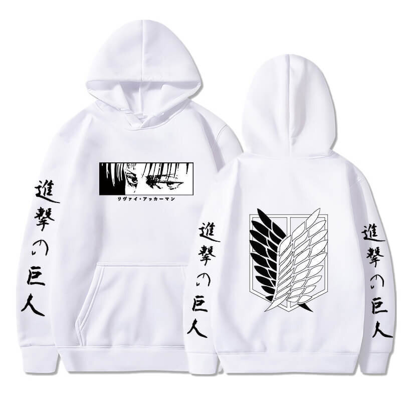 (WhiteA-XS）Anime Hoodie Attack on Titan Pullover Casual pitkähihainen Streetwear Harajuku Sweatshirt Miesten/ Unisex hinta ja tiedot | Miesten puserot ja hupparit | hobbyhall.fi