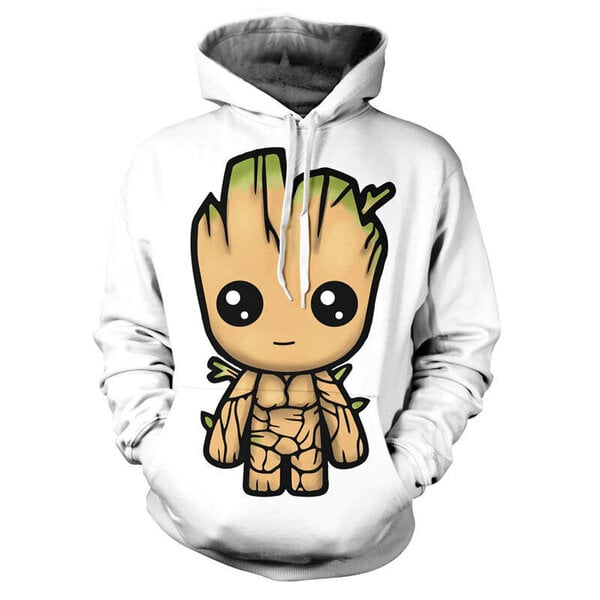 (W1479-1-XXS）Guardians of The Galaxy Groot Miesten Hupparit Puserot 3D-painettu Hauska Hip Hop -huppari Rento katuvaatteet Miesten vaatteet Hupullinen