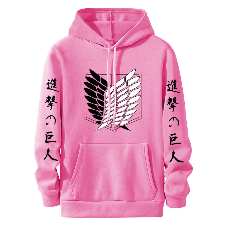 (Aasialainen koko pinkki-S）Harajuku Anime Attack On Titan Hoodie for Men hinta ja tiedot | Miesten puserot ja hupparit | hobbyhall.fi