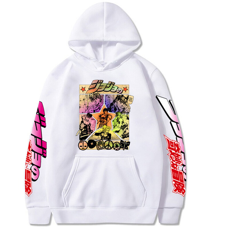 (valkoinen-XS）Harajuku JOJO's Bizarre Adventure Unisex -hupparit hinta ja tiedot | Miesten puserot ja hupparit | hobbyhall.fi