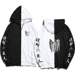 (Musta-valkoinen-S）Japan Anime Attack on Titan Print Men Hoodies hinta ja tiedot | Miesten puserot ja hupparit | hobbyhall.fi