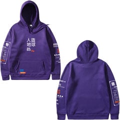 (violetti-S）Japan Harajuku Hoodie Graphic Graffiti Kanji Hip Hop Streetwear hinta ja tiedot | Miesten puserot ja hupparit | hobbyhall.fi